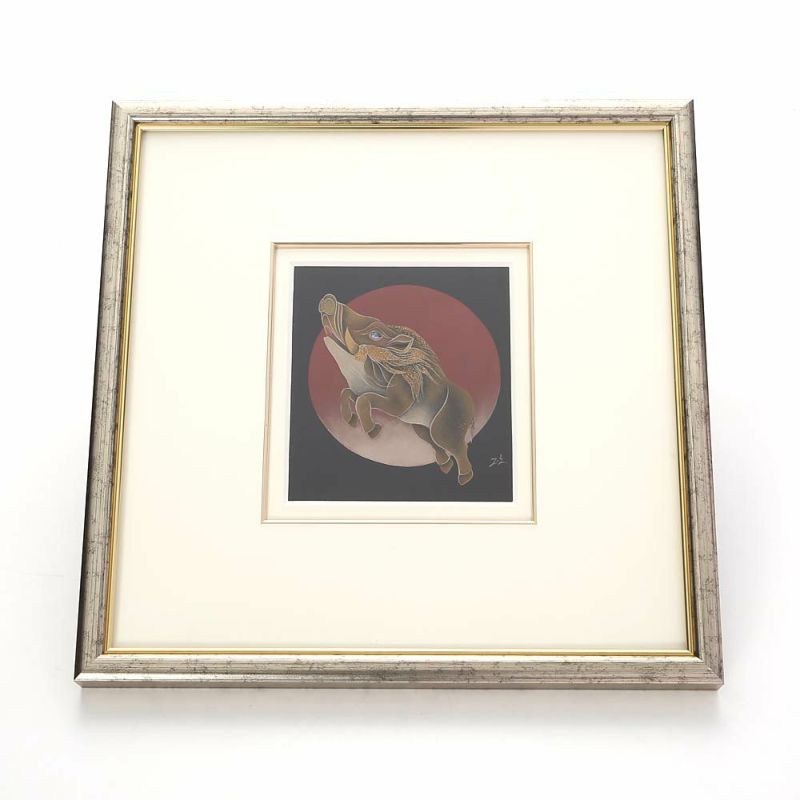 【伝統工芸】輪島塗 漆芸額 干支 亥（いのしし） 蒔絵師 坂口政昭氏作