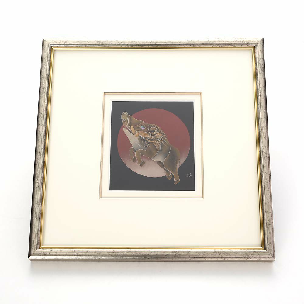 【伝統工芸】輪島塗 漆芸額 干支 亥（いのしし） 蒔絵師 坂口政昭氏作