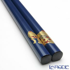 【伝統工芸】輪島塗 干支箸 寅 青（小） 19.5cm