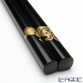 【伝統工芸】輪島塗 干支箸 卯 黒（大） 22.5cm