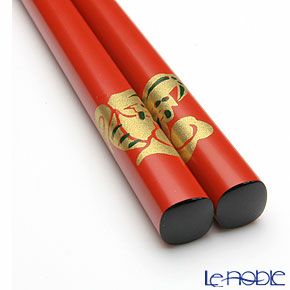 【伝統工芸】輪島塗 干支箸 辰 赤（小） 19.5cm