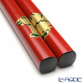 【伝統工芸】輪島塗 干支箸 酉 赤（中） 21cm