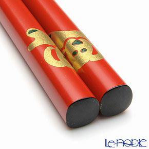 【伝統工芸】輪島塗 干支箸 戌 赤（小） 19.5cm