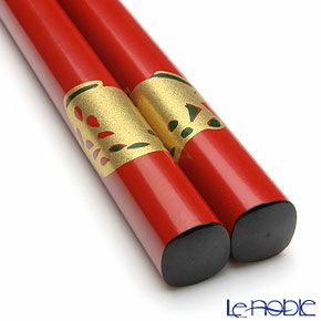 【伝統工芸】輪島塗 干支箸 亥 赤（中） 21cm