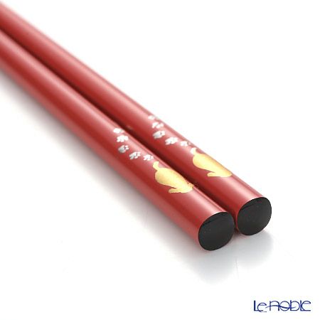 【伝統工芸】輪島塗 子供箸 歩くイヌ ピンク