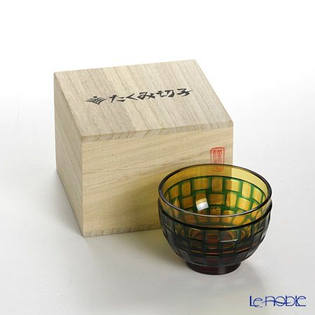 創作薩摩切子 網代 盃 アンバー 2022-9-A