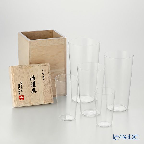 松徳硝子 うすはり 酒道具（タンブラー5種類セット） 【木箱入】