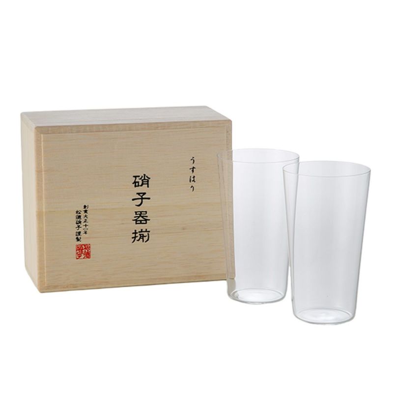 松徳硝子 うすはり タンブラー（M）260ml ペア 2741020【木箱入】