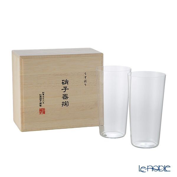 松徳硝子 うすはり タンブラー（L）375ml ペア 2761020【木箱入】