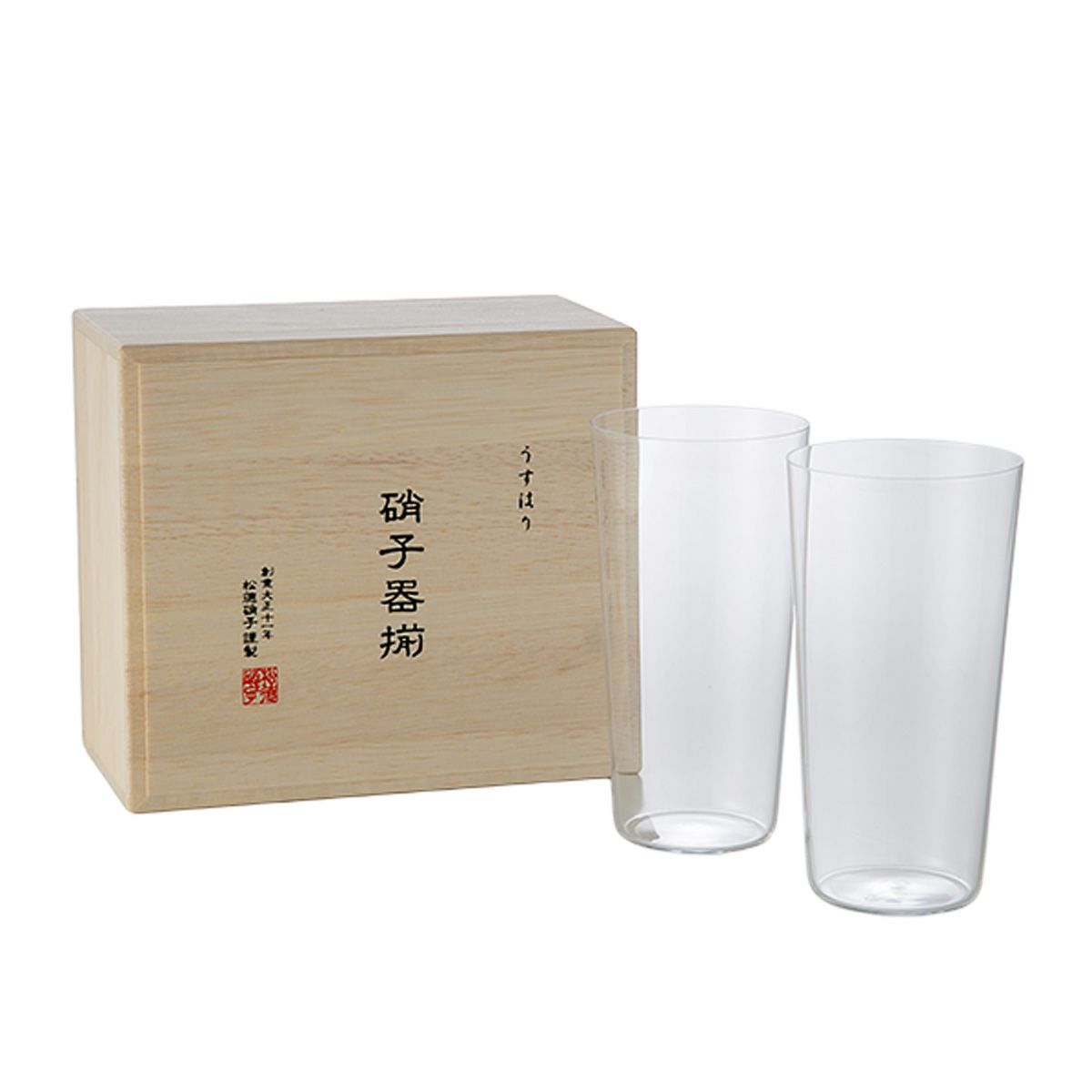 松徳硝子 うすはり タンブラー（L）375ml ペア 2761020【木箱入】