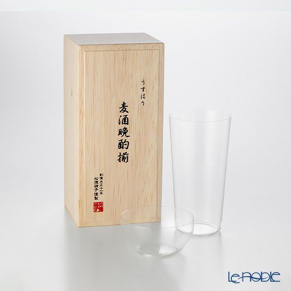 松徳硝子 うすはり 麦酒晩酌揃 タンブラー（L）375ml ＆ 柿ピー小鉢セット 【木箱入】