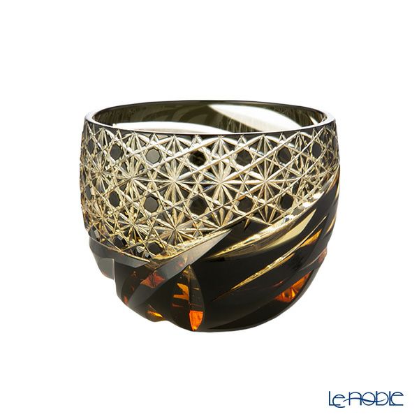 深川硝子工芸 小樽切子 雅 ぐい呑 黒琥珀