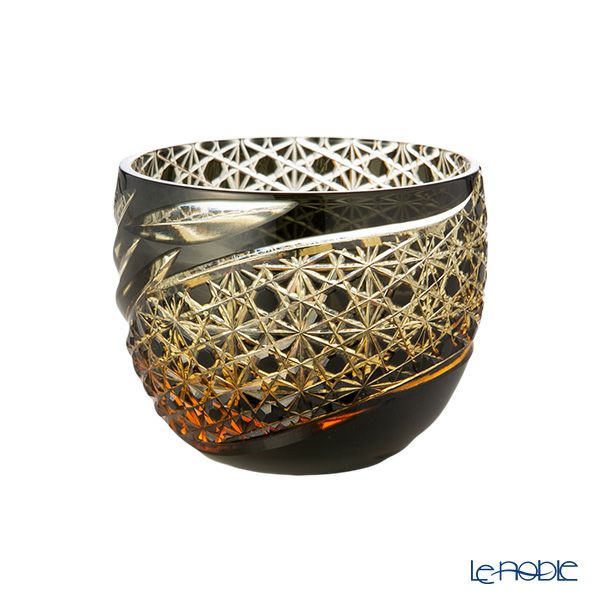 深川硝子工芸 小樽切子 雅 ぐい呑 黒琥珀