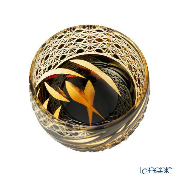 深川硝子工芸 小樽切子 雅 ぐい呑 黒琥珀