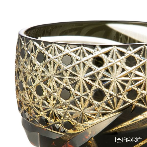 深川硝子工芸 小樽切子 雅 ぐい呑 黒琥珀