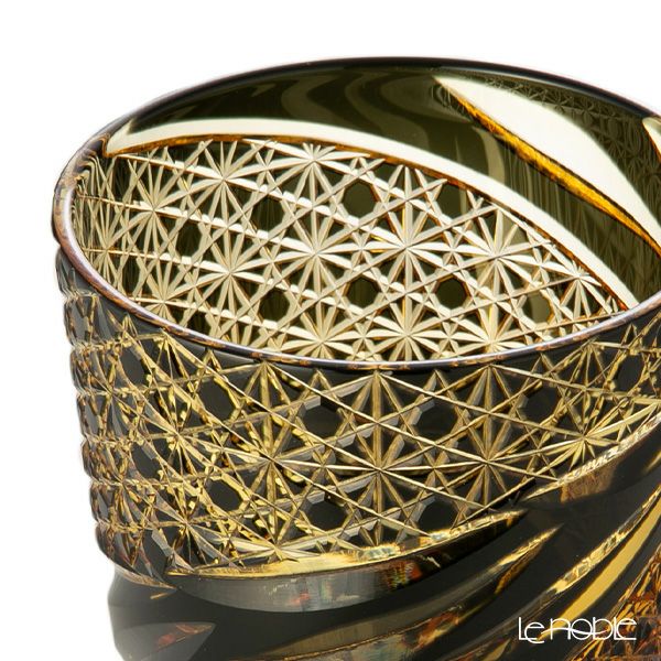 深川硝子工芸 小樽切子 雅 ロックグラス 黒琥珀