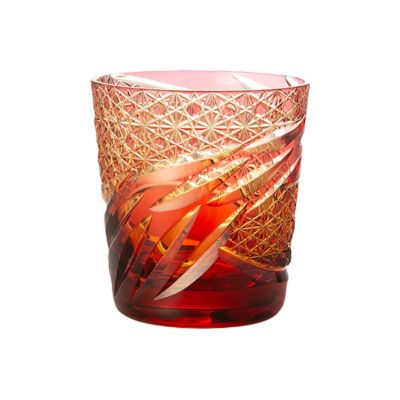 深川硝子工芸 小樽切子 雅 ロックグラス 金赤琥珀 | ブランド洋食器