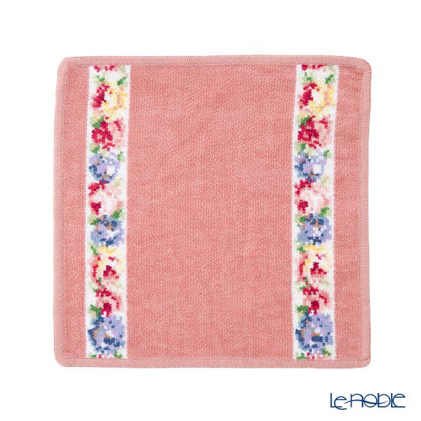 フェイラー ハンドタオル アイーダ ホワイト ローズウッドピンク 25×25cm