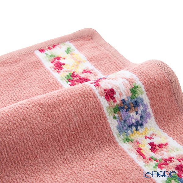 フェイラー ハンドタオル アイーダ ホワイト ローズウッドピンク 25×25cm