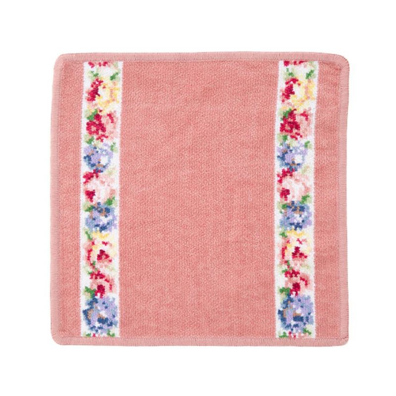 フェイラー ハンドタオル アイーダ ホワイト ローズウッドピンク 25×25cm