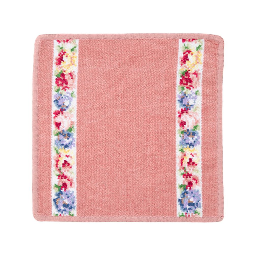 フェイラー ハンドタオル アイーダ ホワイト ローズウッドピンク 25×25cm