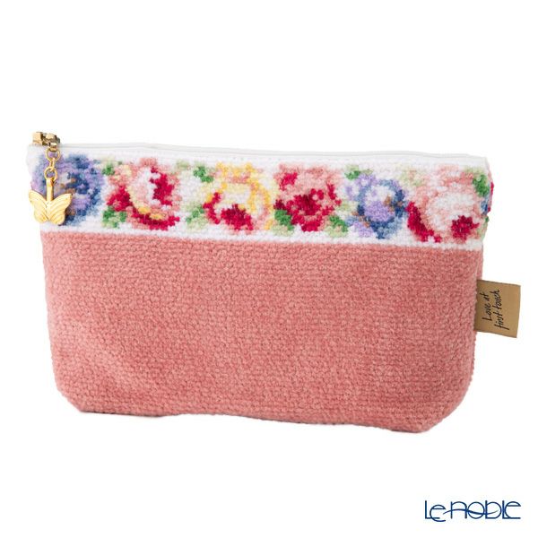 フェイラー コスメポーチ アイーダ ホワイト ピンク 18×9cm