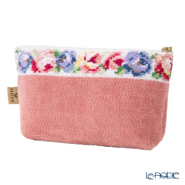 フェイラー コスメポーチ アイーダ ホワイト ピンク 18×9cm