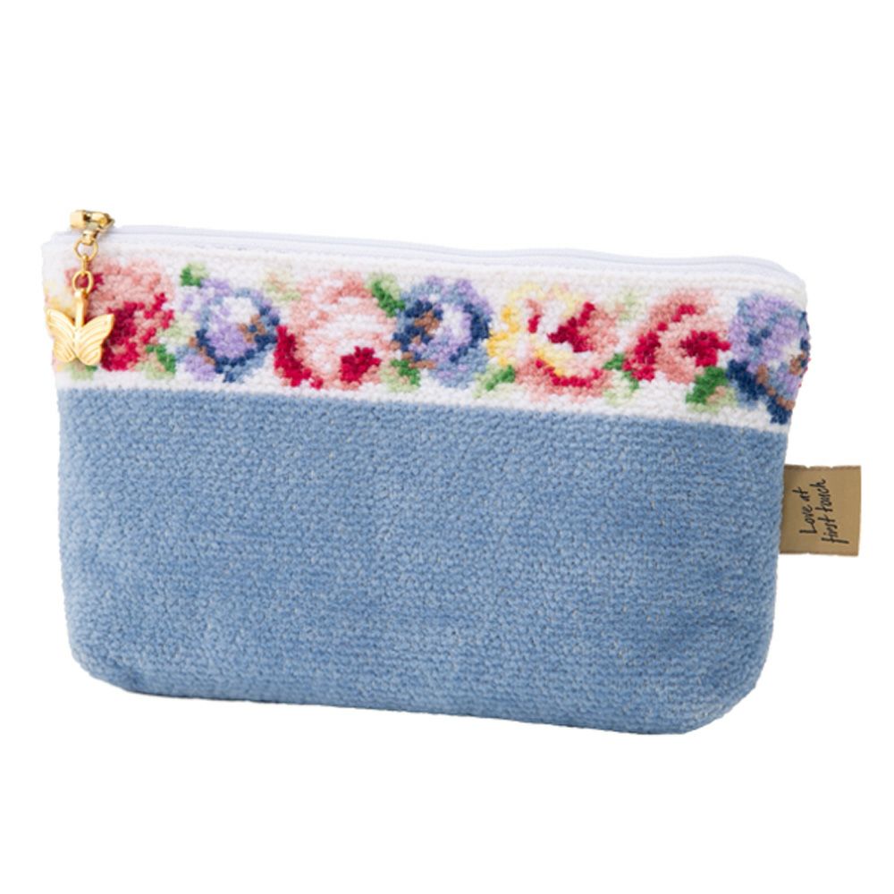 フェイラー コスメポーチ アイーダ ホワイト ブルー 18×9cm