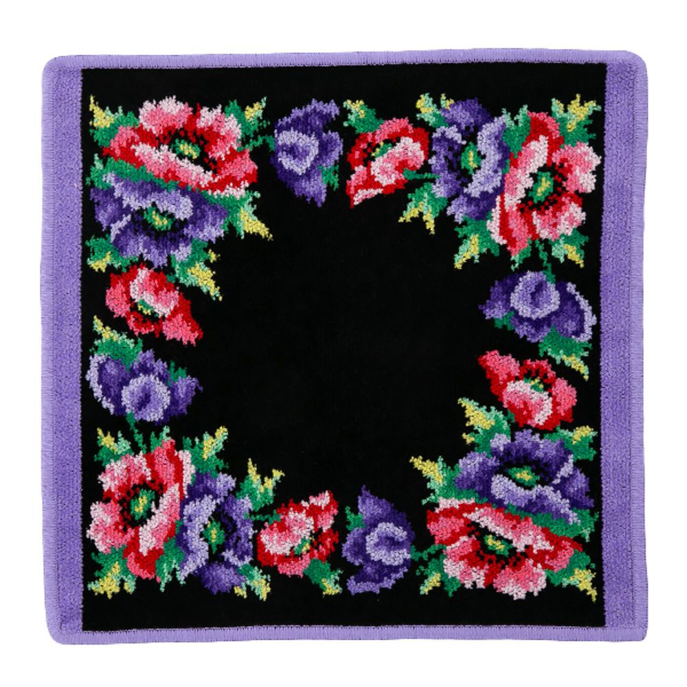 フェイラー ハンドタオル ポピー ブラック パープル 30×30cm
