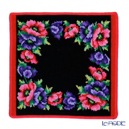 フェイラー ハンドタオル ポピー ブラック レッド 30×30cm