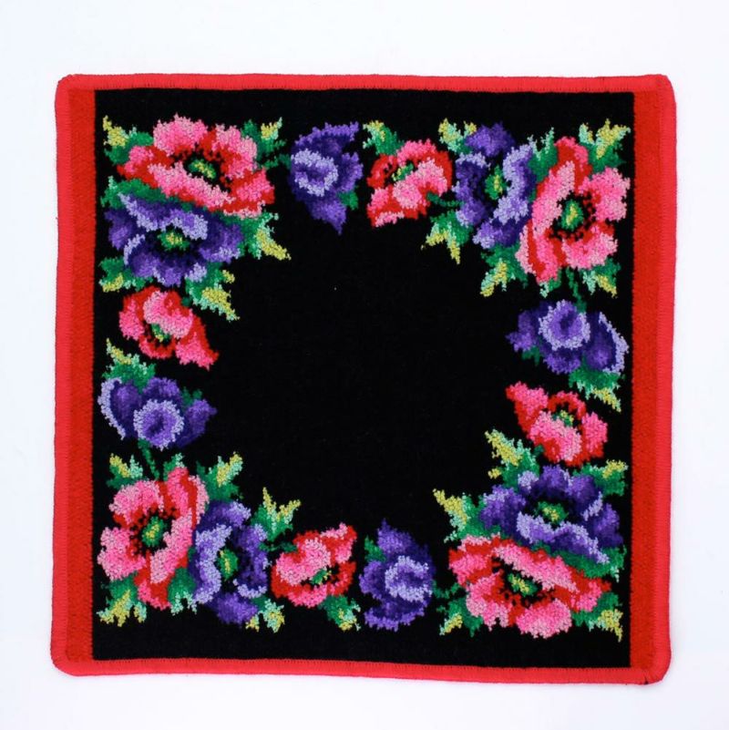 フェイラー ハンドタオル ポピー ブラック レッド 30×30cm