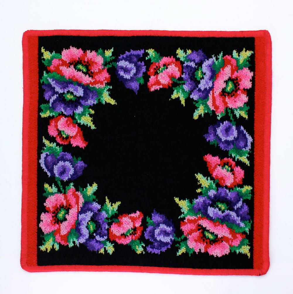 フェイラー ハンドタオル ポピー ブラック レッド 30×30cm