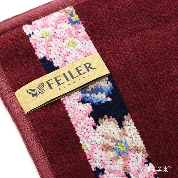 フェイラー ハンドタオル（ハンカチ） コスモスブルー 25×25cm ワインレッド