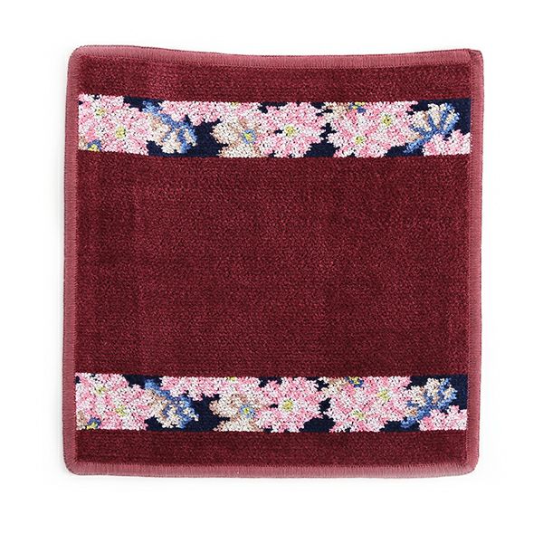 フェイラー ハンドタオル（ハンカチ） コスモスブルー 25×25cm ワインレッド