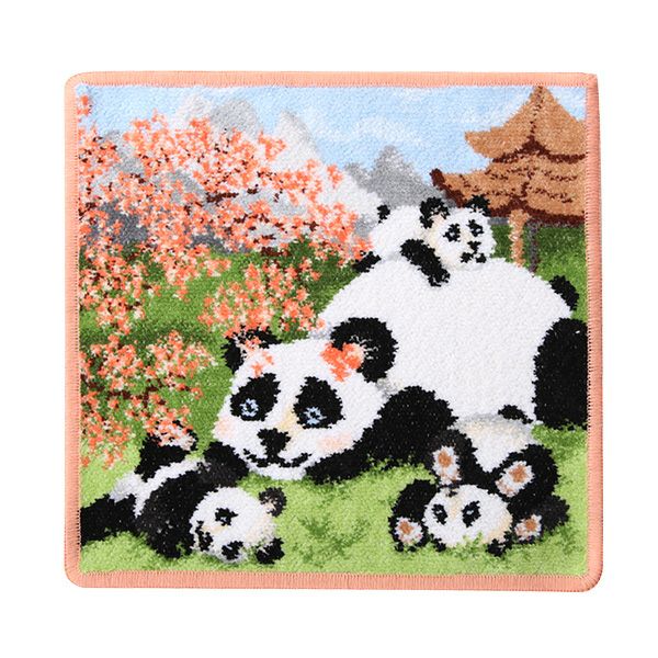 フェイラー ハンドタオル（ハンカチ） パンダの親子 アプリコット 25×25cm