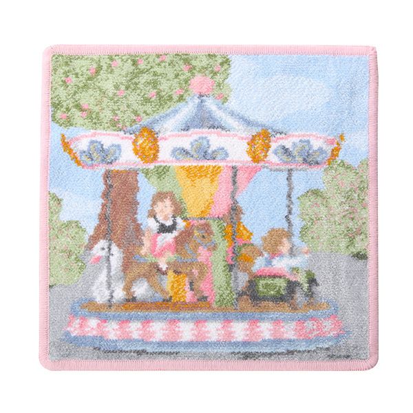 フェイラー ハンドタオル（ハンカチ） FUNFAIR 遊園地／メリーゴーランド キャンディピンク 25×25cm
