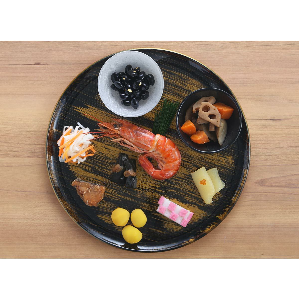 モダンボヘミア ブラック×ゴールド フラットプレート／トレイ 29cm