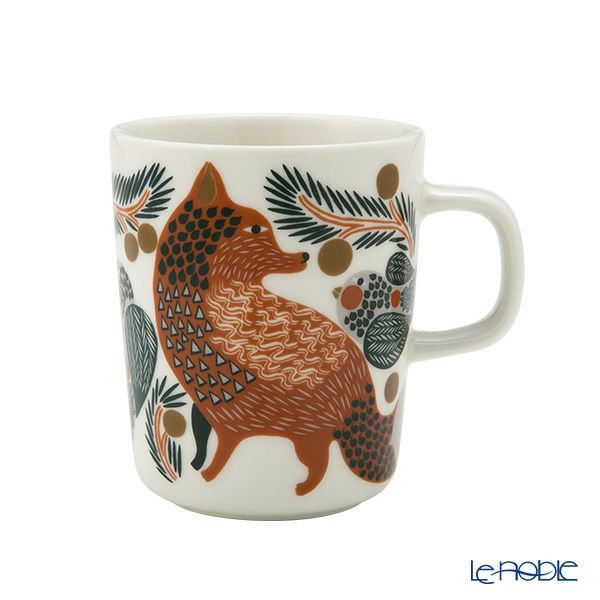 マリメッコ（marimekko） Ketunmarja ケトゥンマルヤ／キツネとベリー マグカップ 250ml ブラウン×ダークグリーン 071333-186／23AW