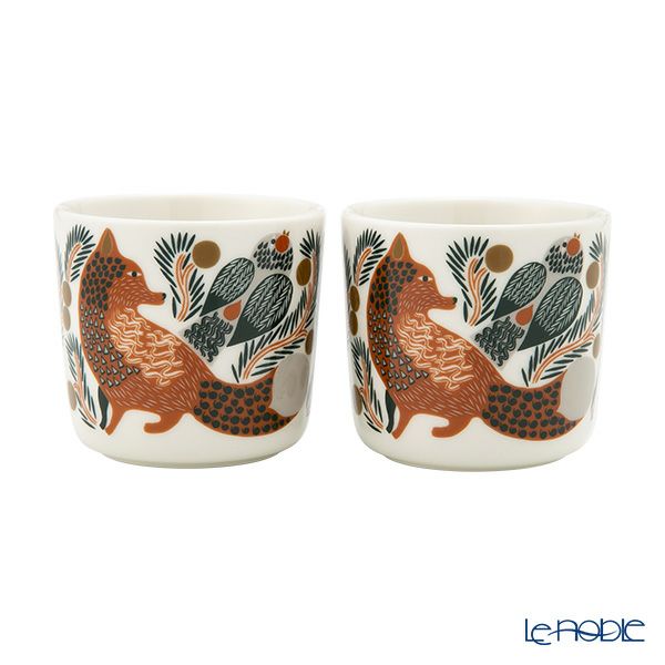 マリメッコ（marimekko） Ketunmarja ケトゥンマルヤ／キツネとベリー コーヒーカップセット（ハンドルなし）ブラウン×ダークグリーン 071335-186／23AW