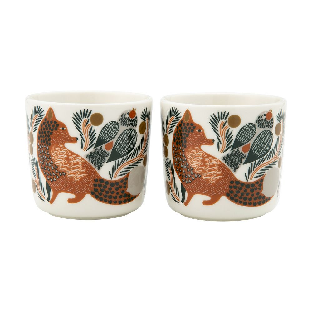 マリメッコ（marimekko） Ketunmarja ケトゥンマルヤ／キツネとベリー コーヒーカップセット（ハンドルなし）ブラウン×ダークグリーン 071335-186／23AW