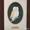 純銀額（Silver999） M5号 木製卓上フレーム茶 フクロウ 縦型 17×13cm 金銀工芸家・伝統工芸士 武比古作