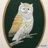 純銀額（Silver999） M5号 木製卓上フレーム茶 フクロウ 縦型 17×13cm 金銀工芸家・伝統工芸士 武比古作