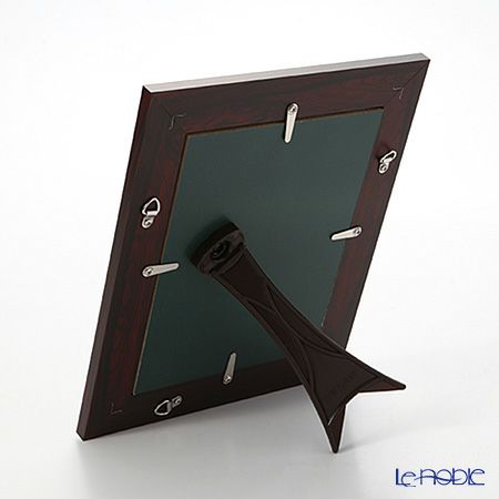 純銀額（Silver999） 1号 木製卓上フレーム茶 フクロウ 縦型 20×17cm 金銀工芸家・伝統工芸士 武比古作