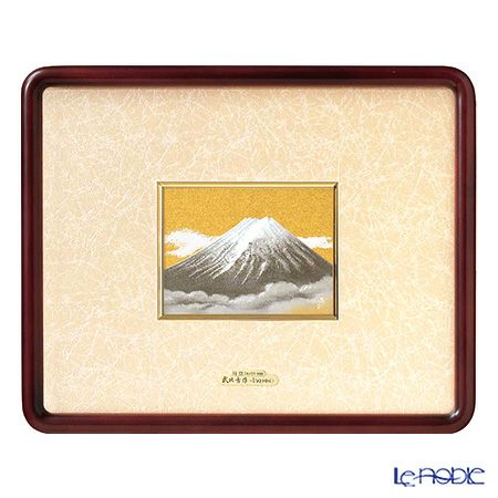 純銀額（Silver999） 5号 木製隅丸フレーム 富士（金地） 31×40cm 金銀工芸家・伝統工芸士 武比古作