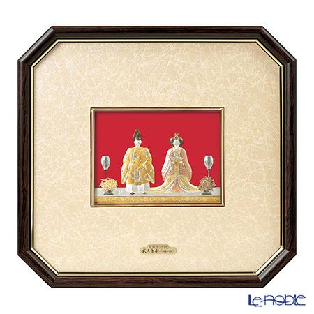 純銀額（Silver999） 5号 木製八角フレーム みやび雛 30×32cm 金銀工芸家・伝統工芸士 武比古作