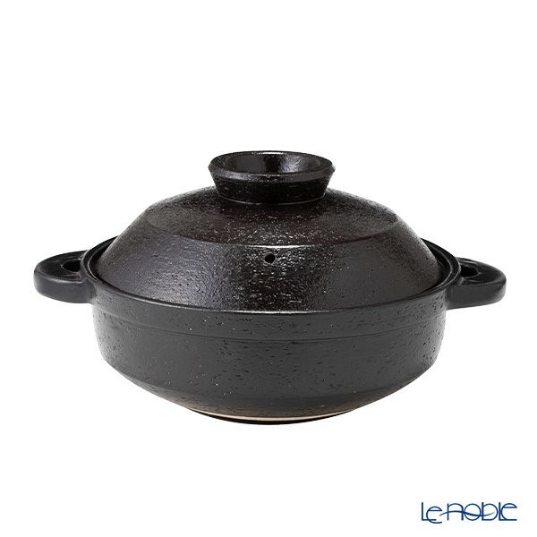 伊賀焼窯元 長谷園 ながたにえん 伊賀土鍋 ヘルシー蒸し鍋「優」黒釉 小（2-4人用）496-NNC-21 【IH・直火用】