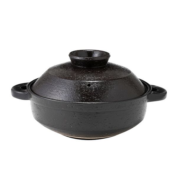伊賀焼窯元 長谷園 ながたにえん 伊賀土鍋 ヘルシー蒸し鍋「優」黒釉 小（2-4人用）496-NNC-21 【IH・直火用】