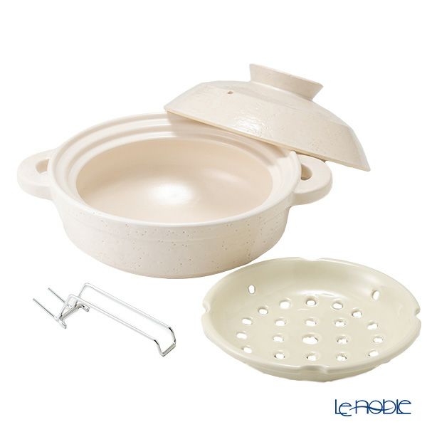 伊賀焼窯元 長谷園 ながたにえん 伊賀土鍋 ヘルシー蒸し鍋「優」白釉 小（2-4人用）496-NNC-22 【IH・直火用】