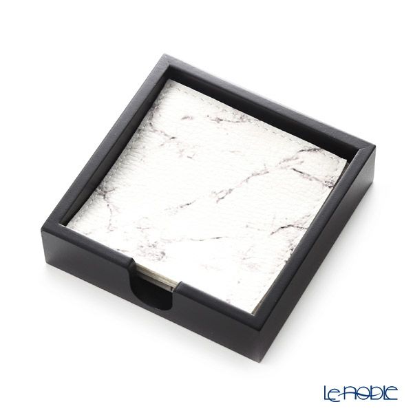 デリア（Deria） コースター スクエア 6枚セット 9×9cm マーブルブラック BRD340.46D 木製ホルダー付