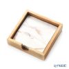 デリア（Deria） コースター スクエア 6枚セット 9×9cm マーブルゴールド BRD340.46Z 木製ホルダー付
